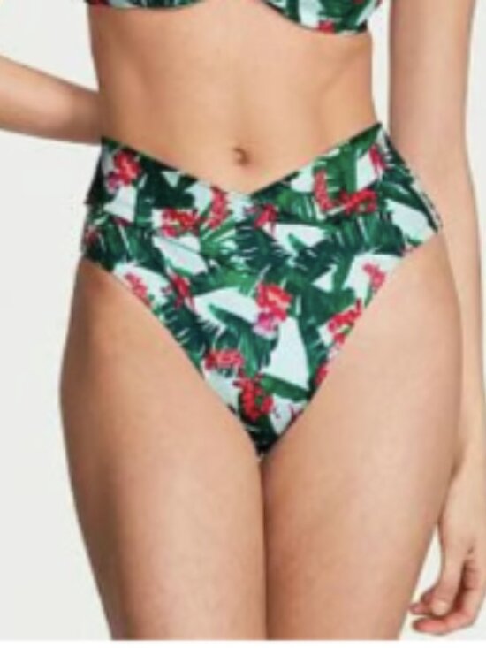 Victoria's Secret Other - NWT Victoria's Secret Bikini Bottom Floral Green Palm High Waist Cheeky (M)